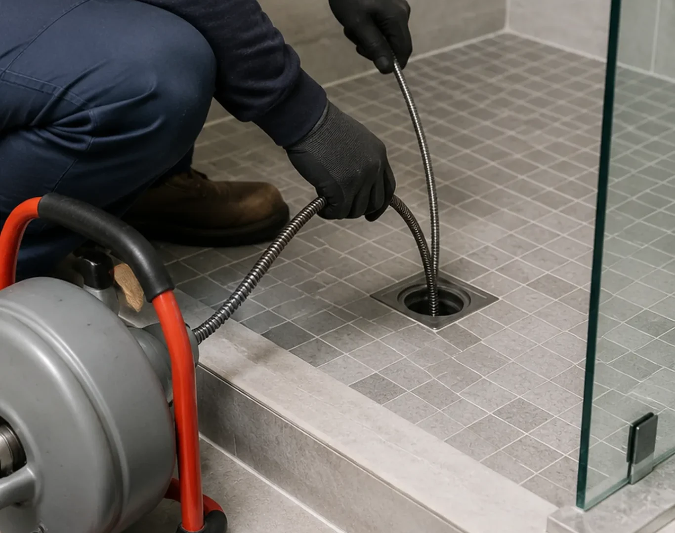 Drain Cleaning in Kernersville - NC underway as a technician clears a stubborn kitchen sink blockage